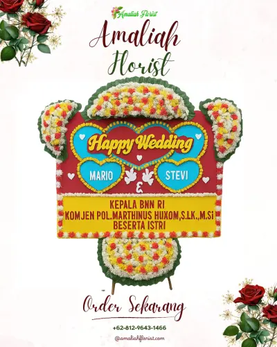 Karangan Papan Bunga Pernikahan di Salamdarma